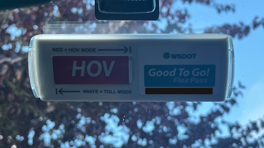 Image: A Good To Go! Flex Pass is seen in a car in the state of Washington on Wednesday, Oct. 23, 2...
