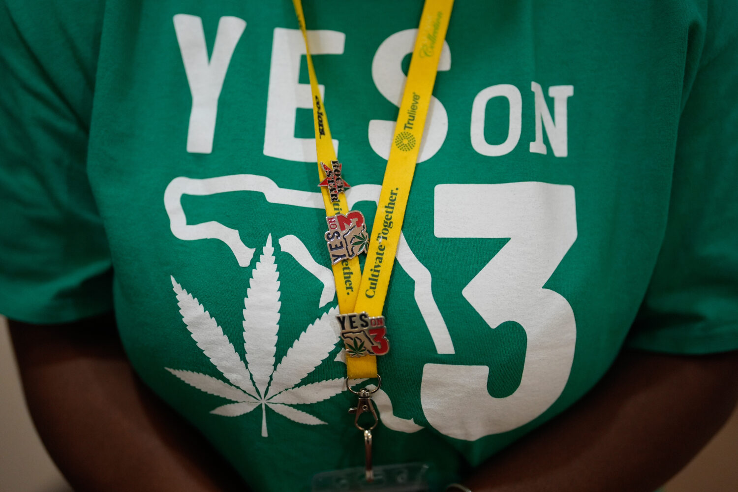 FILE - A Trulieve employee listens during a discussion of the medical marijuana company's product a...