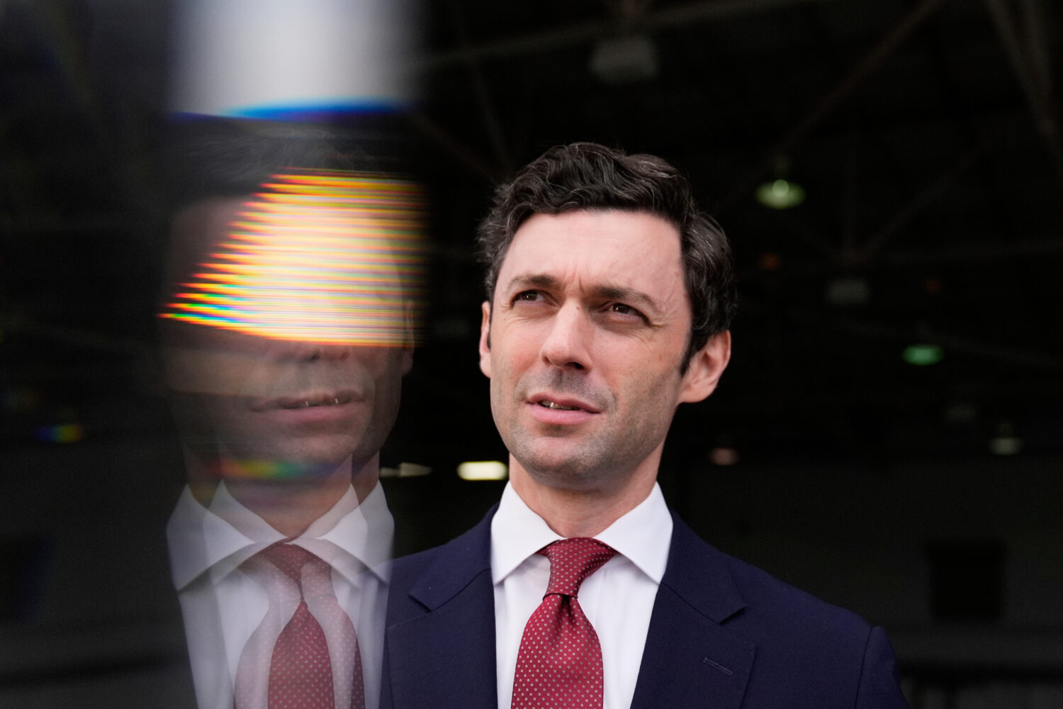 FILE - Sen. Jon Ossoff, D-Ga., speaks during an interview at Dobbins Air Reserve Base, April 26, 20...