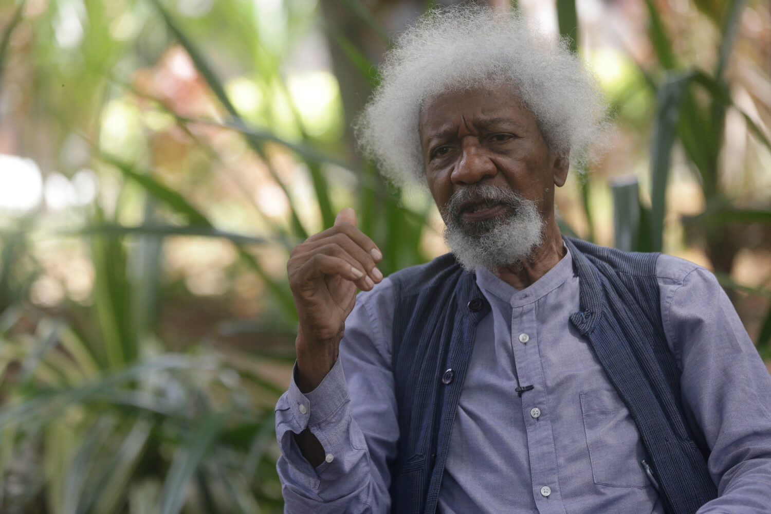 FILE - Nobel Laureate Wole Soyinka, speaks to The Associated Press during an interview at freedom p...