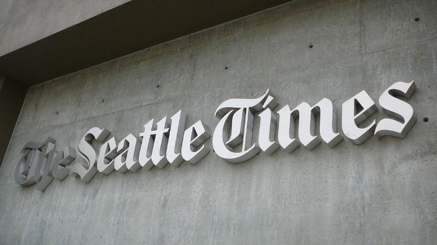 Photo: The Seattle Times building can be seen in Seattle....