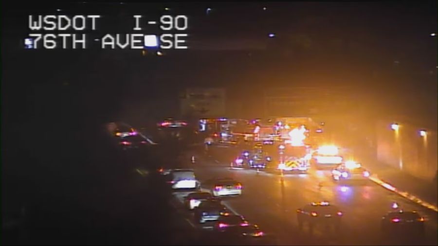 I-90 five-car crash mercer island...