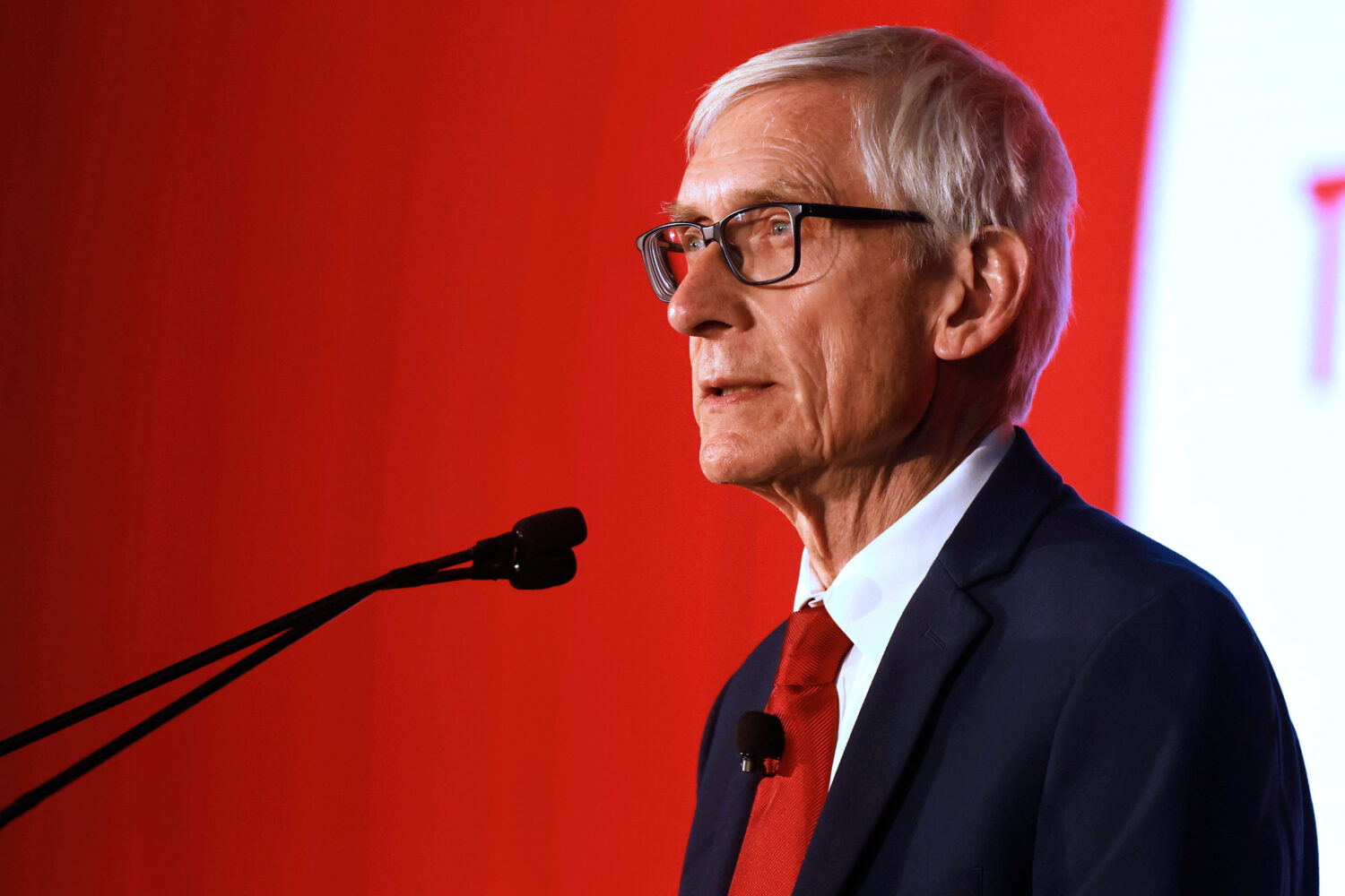 Wisconsin Gov. Tony Evers speaks in Bristol, Wis., Dec. 5, 2024. (Sean Krajacic/The Kenosha News vi...